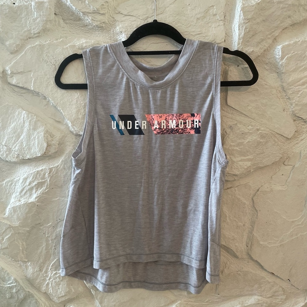 Under Armour Gray Branded Crop Tank Small